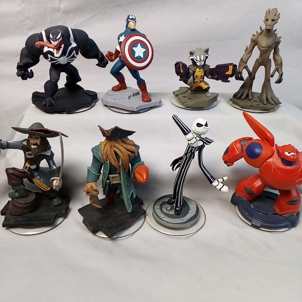 Disney Infinity Figures Lot Venom Captain America Rocket Raccoon Groot Barbosa